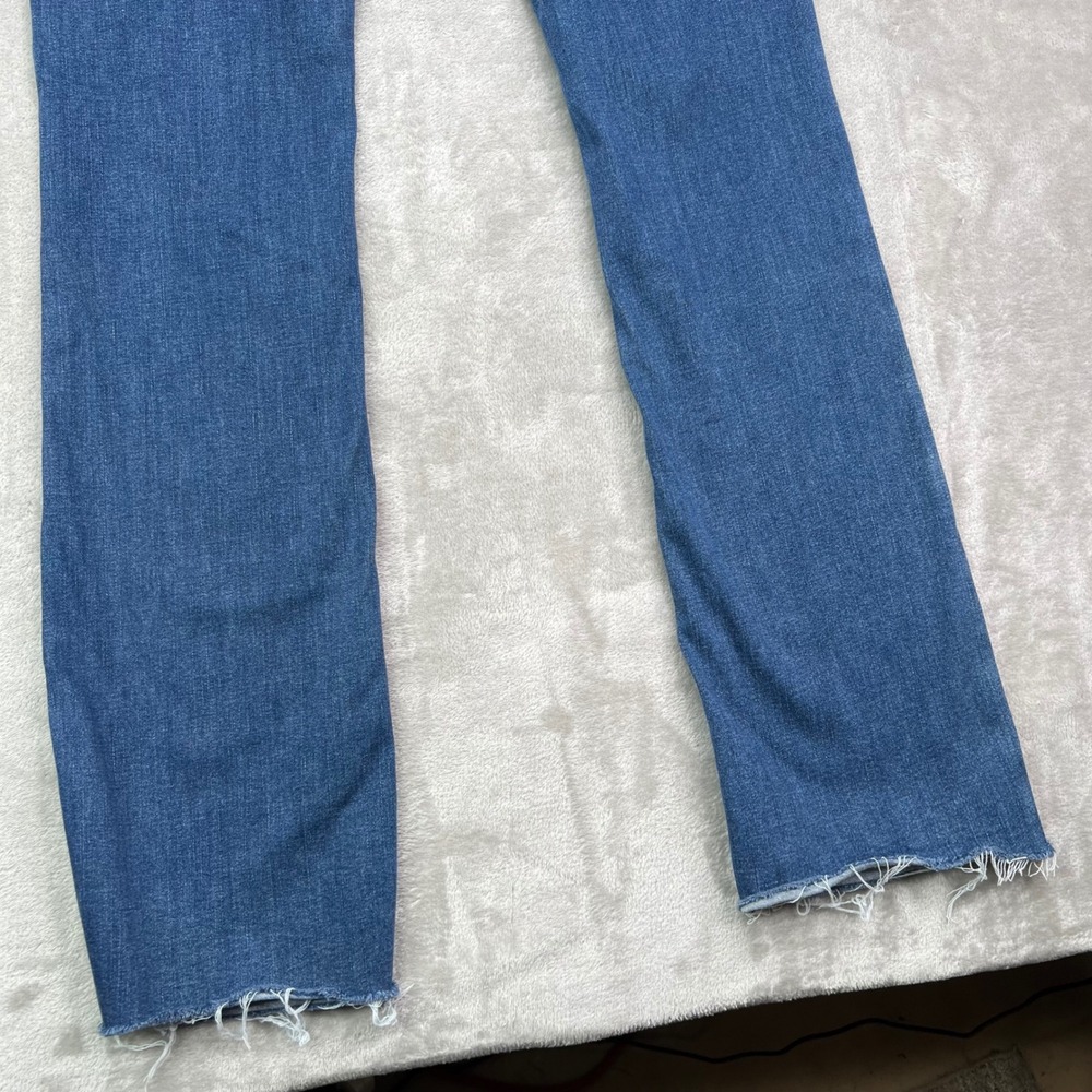 American Eagle High-Rise Skinny Kick Jeans Womens 4 Long Blue Stretch Raw Hem - Picture 15 of 16